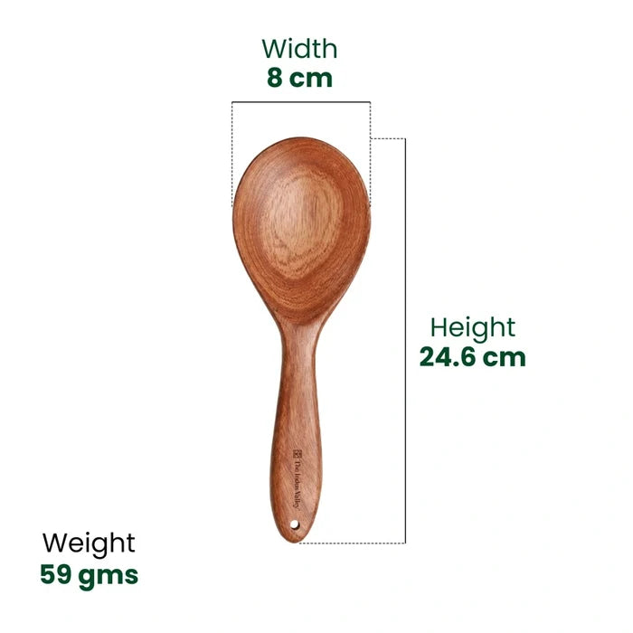 100% Natural Neem Wood Cooking & Serving Spoons/Spatula/Ladles, Set of 4, Toxin-free, Anti-microbial