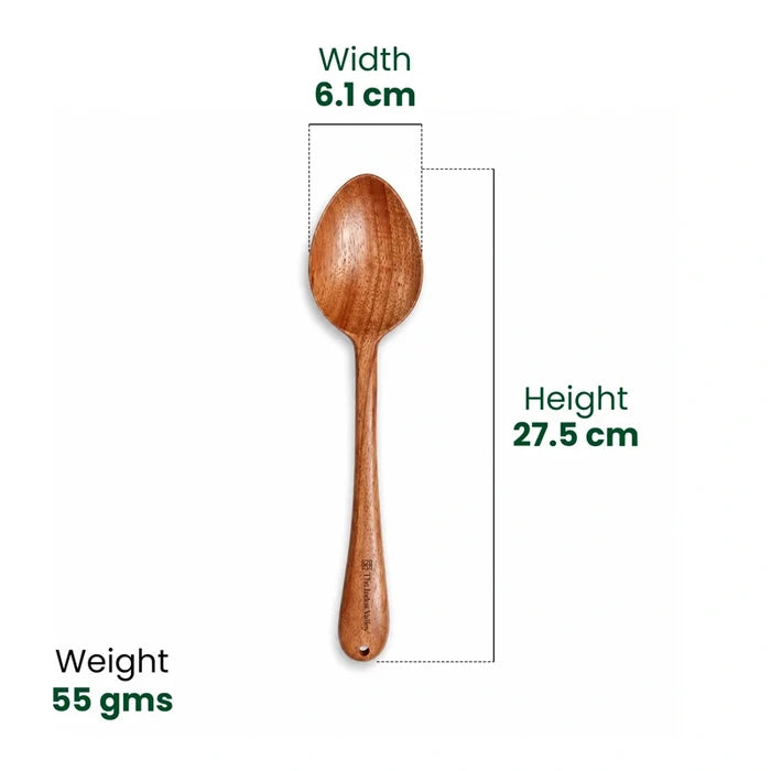 100% Natural Neem Wood Cooking & Serving Spoons/Spatula/Ladles, Set of 5, Toxin-free, Anti-microbial