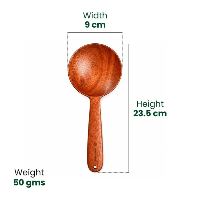 100% Natural Neem Wood Cooking & Serving Spoons/Spatula/Ladles, Set of 5, Toxin-free, Anti-microbial