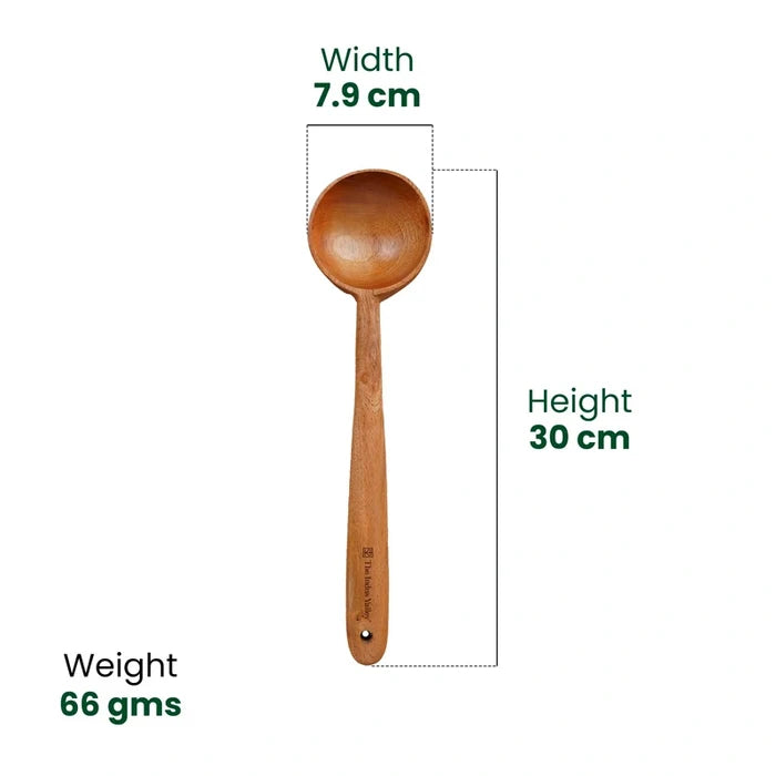 100% Natural Neem Wood Cooking & Serving Spoons/Spatula/Ladles, Set of 5, Toxin-free, Anti-microbial