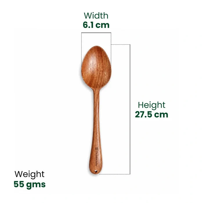 100% Natural Neem Wood Cooking & Serving Spoons/Spatula/Ladles, Set of 7, Toxin-free, Anti-microbial