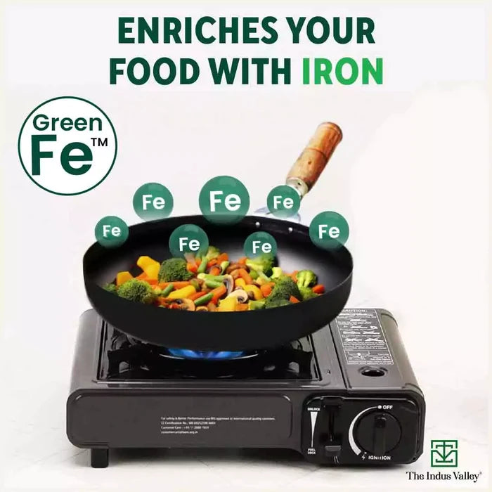 100% Pure Iron Cookware Set: (25.4cm)Kadai+ (26.3cm)Tawa+ (25.4cm)Fry Pan, Toxin-free Sheet Iron, Pre-seasoned, Induction & Gas, Kitchen Set for Home, Free ₹400 Tadka Pan