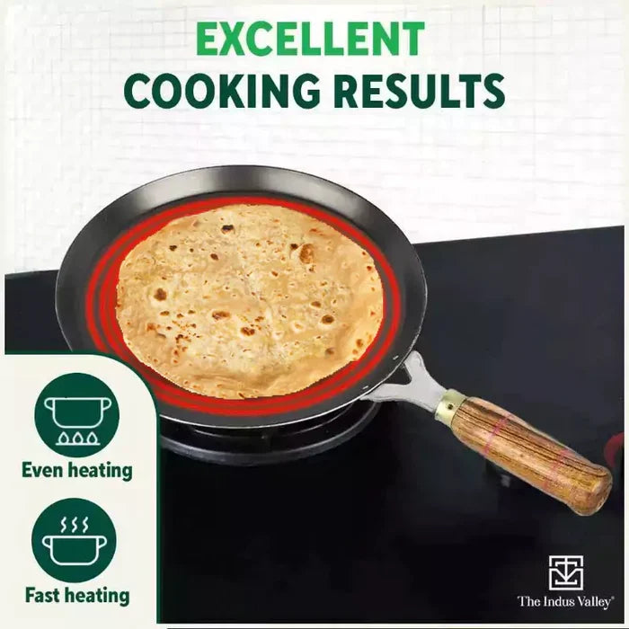 100% Pure Iron Cookware Set: (25.4cm)Kadai+ (26.3cm)Tawa+ (25.4cm)Fry Pan, Toxin-free Sheet Iron, Pre-seasoned, Induction & Gas, Kitchen Set for Home, Free ₹400 Tadka Pan