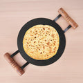 100% Pure Round Iron Tawa With Wooden Handle 11/12 In, Toxin-free Sheet Iron, Pre-Seasoned, Induction & Gas