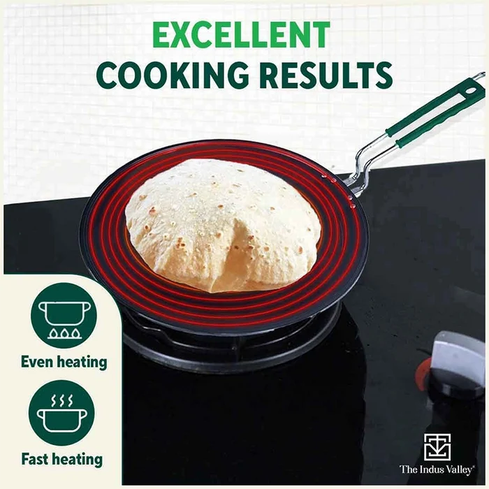 100% Pure Sheet Iron Concave Tawa 25.5cm/30.5cm, Toxin-free, Seasoned, Silicone Handle