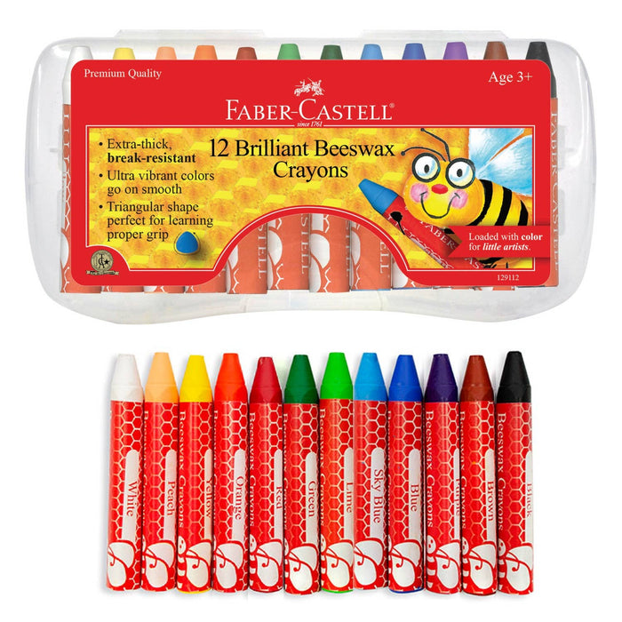 12 Brilliant Beeswax Crayons in Storage Case for Kids