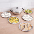 14 Pit Tri-Steel Multi Pot 4.2L Premium Stainless Steel Idli/ Dhokla/ Momo Maker/ Veg Steaming Set, Tri-ply Induction Bottom, 5 Plates