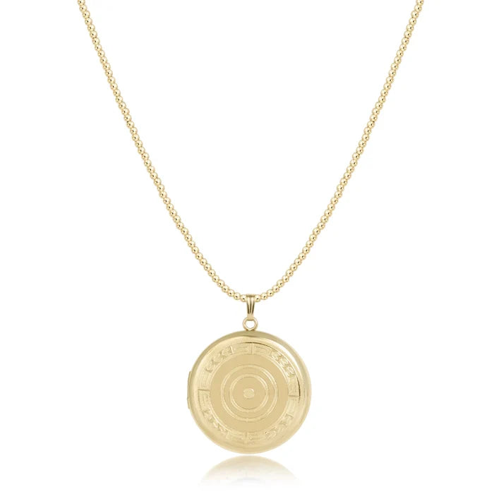 17" CHOKER CLASSIC GOLD 2MM BEAD - CHERISH LARGE GOLD LOCKET