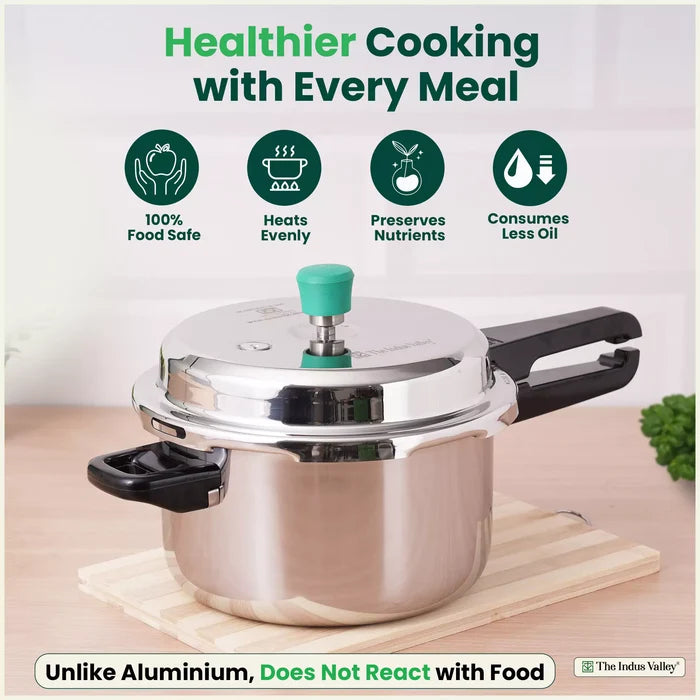 2L+5L  RapidCuk Tri-ply Stainless Steel Pressure Cooker, Premium Quality, 3 Layer Heavy Bottom, 100% Safe, ISI Certified, 3 Yr Warranty, Induction & Gas