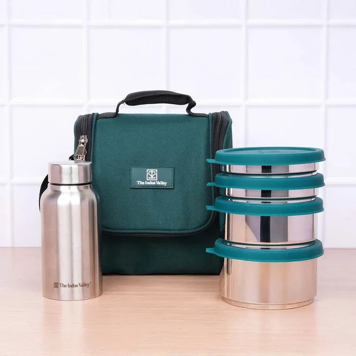 304 Stainless Steel Leakproof Lunch Box Set with Water Bottle & Carry Bag