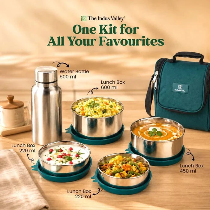304 Stainless Steel Leakproof Lunch Box Set with Water Bottle & Carry Bag