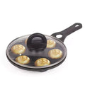 7 Pit/Cup CASTrong Cast Iron Paniyaram/Appe Pan+ Glass Lid 21 cm , Pre-seasoned, Naturally Nonstick, 100% Pure, Toxin-free