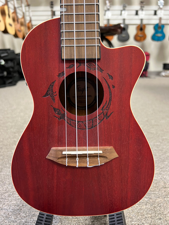 Flight DUC-380CEQ-COR Coral Electric Concert Ukulele w/Case - Aloha City Ukes
