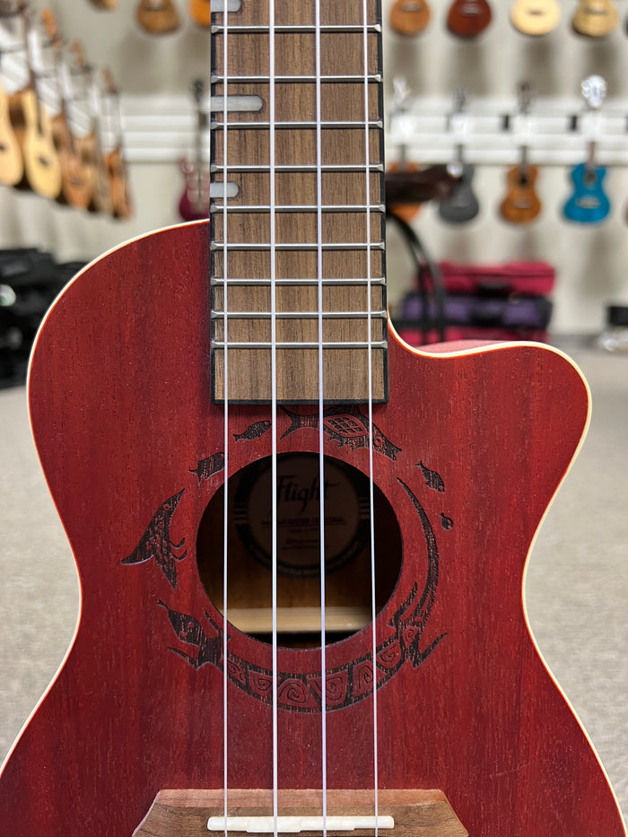 Flight DUC-380CEQ-COR Coral Electric Concert Ukulele w/Case - Aloha City Ukes