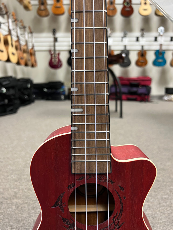Flight DUC-380CEQ-COR Coral Electric Concert Ukulele w/Case - Aloha City Ukes