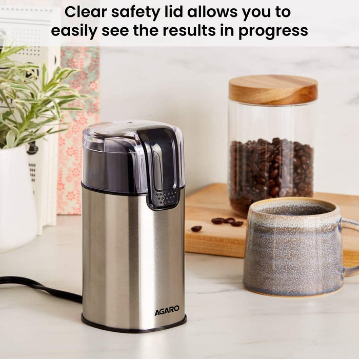 AGARO Grand Coffee Grinder, Stainless Steel Electric, Capacity 60 GMS Dry Coffee Bean