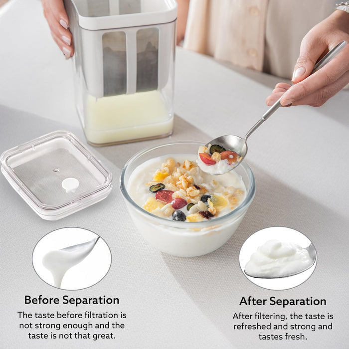 AGARO Greek Yogurt and Paneer Strainer 1100ml with Fine Mesh and Transparent Cover