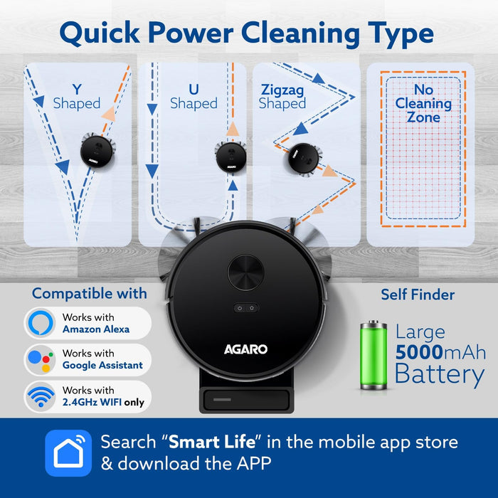 AGARO Imperial LiDAR Robot Vacuum with 4 Suction Modes for Hard Floor and Carpet