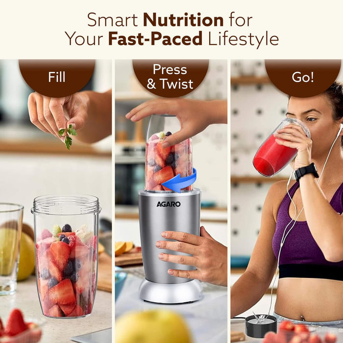 AGARO Personal Blender with wet and dry blade technology for smoothies and grinding