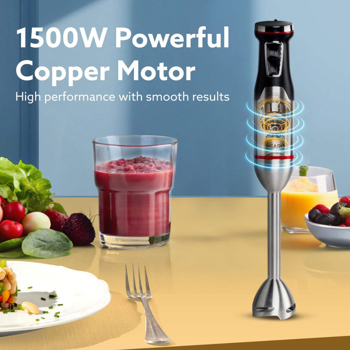 Professional-grade AGARO Royal Hand Blender with whisker and chopper accessories