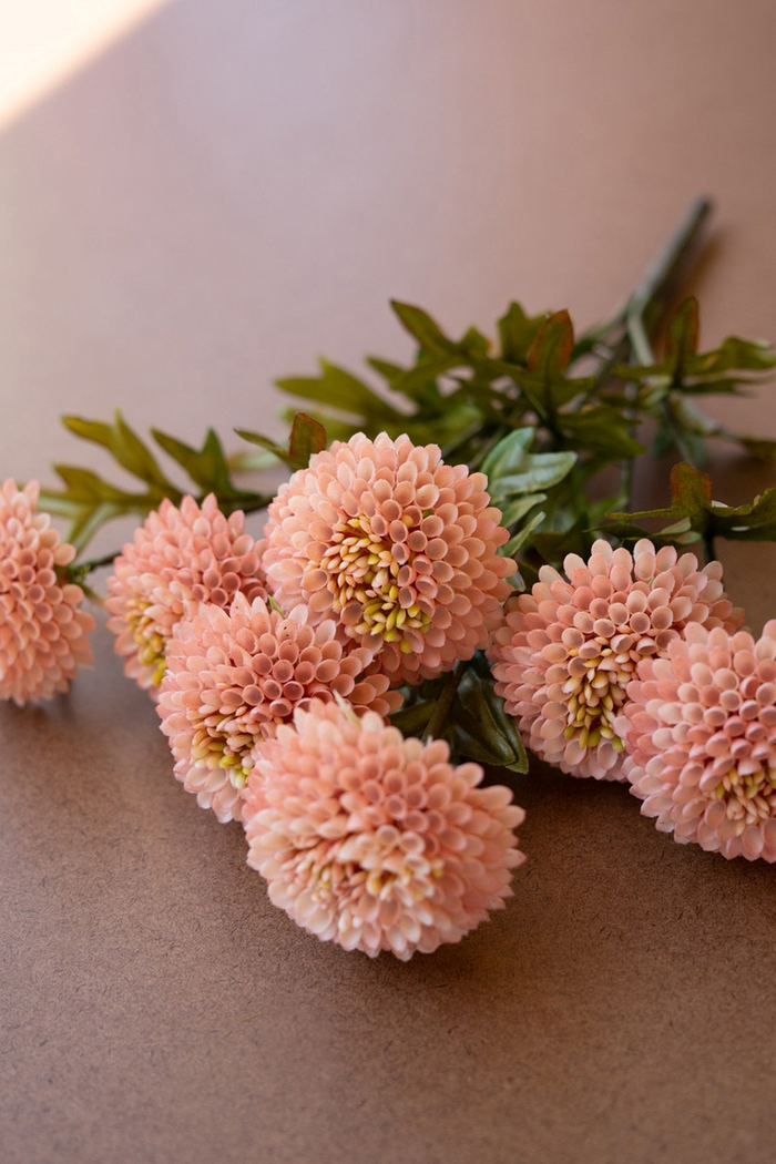 Artificial Light Pink Ball Dahlias Box/6 Bundles