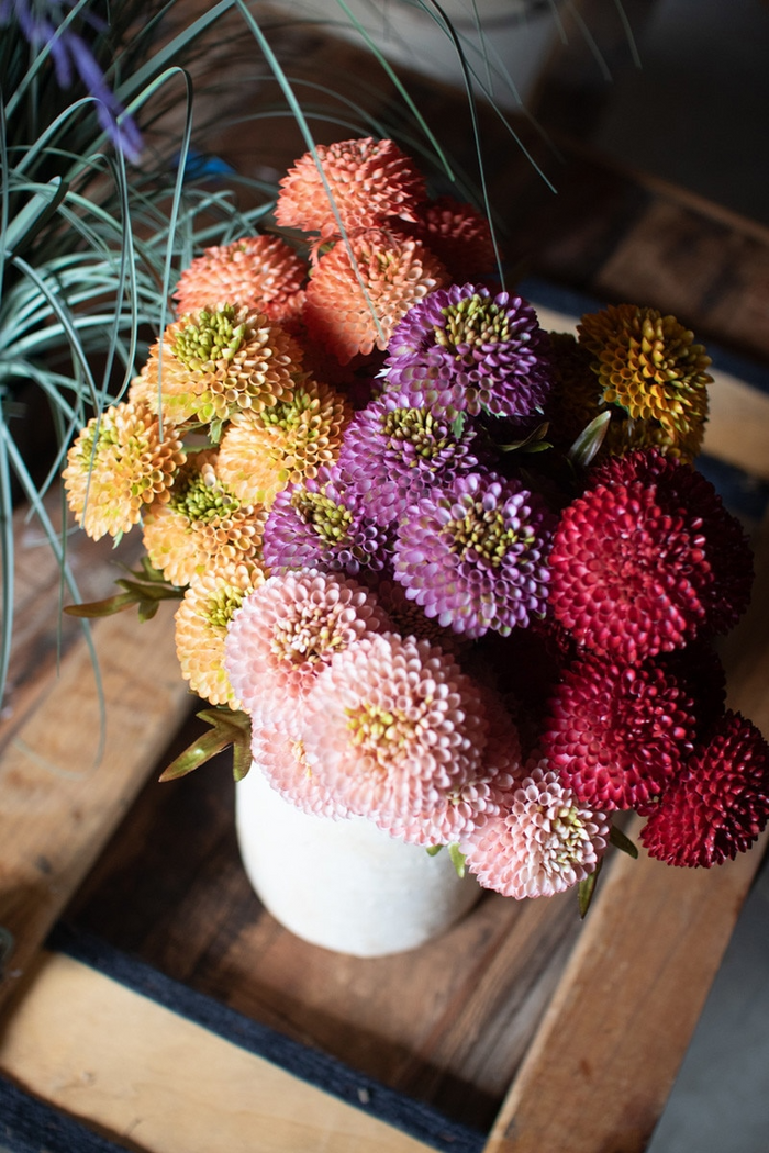 Artificial Light Pink Ball Dahlias Box/6 Bundles