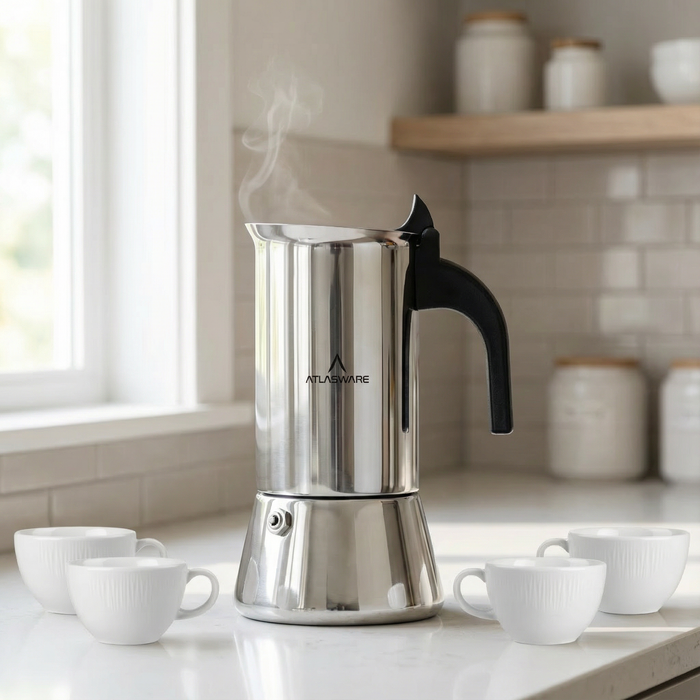 Atlasware Stainless Steel Coffee Maker Mocha Design