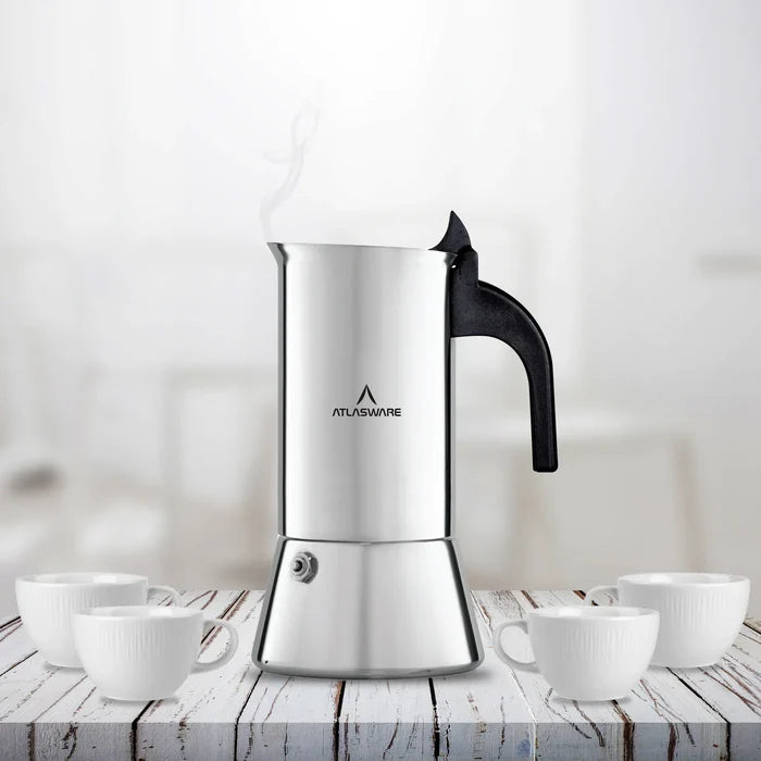 Atlasware stainless steel coffee maker mocha design with serving pot