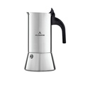 atlas ware Stainless steel coffee maker with black handle on a white background, branded 'Atlasware'.