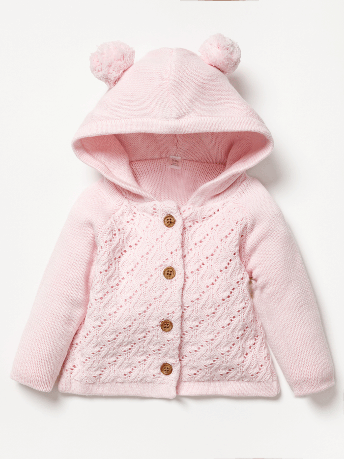 Baby Girls Knitted Jacket - Pink Ears (0-12m) (PK6) C05199
