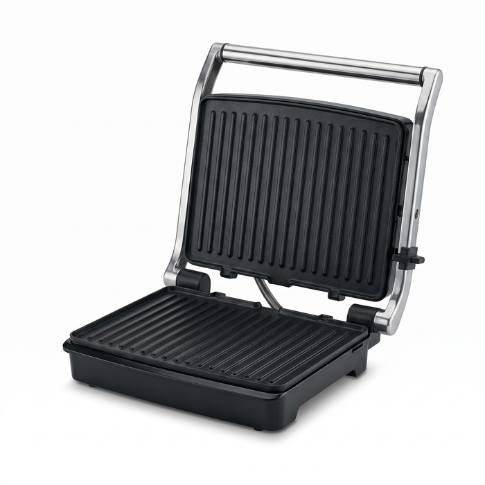 Bajaj 4 Grill Ultra standing upright for compact storage on a kitchen shelf