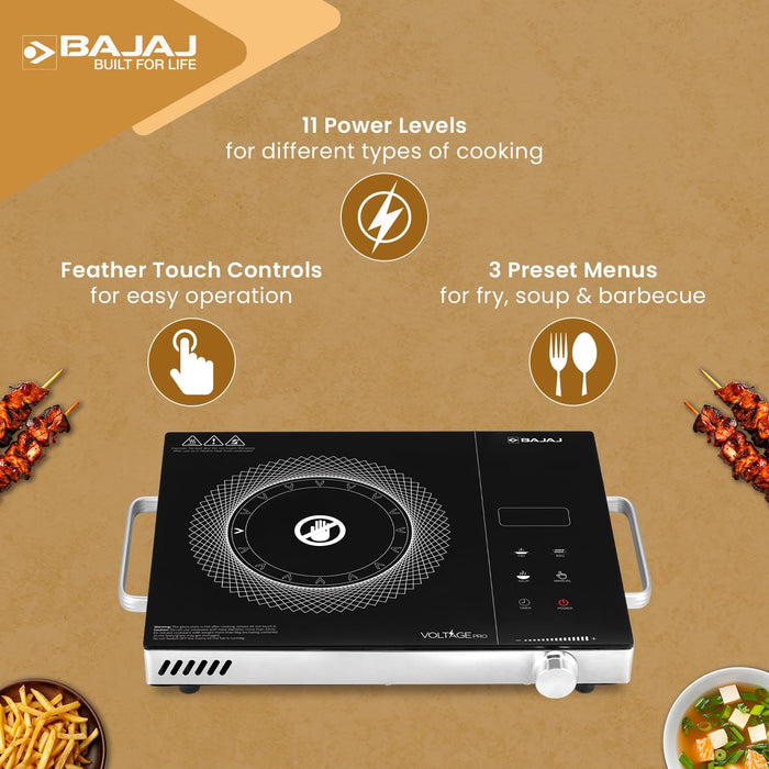 Bajaj IRX 220F infrared cooktop with BBQ grill set included in box