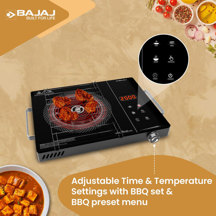 Bajaj IRX 220F 2200 watt infrared cooktop with Voltage Pro technology for Indian kitchens