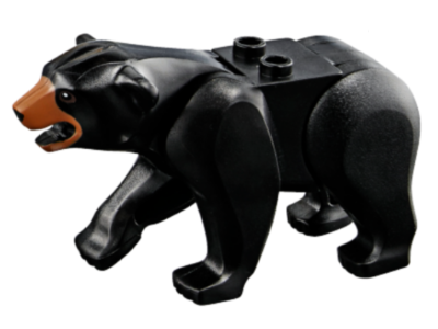 Bear with 2 Studs on Back with Black Nose, Medium Nougat Muzzle