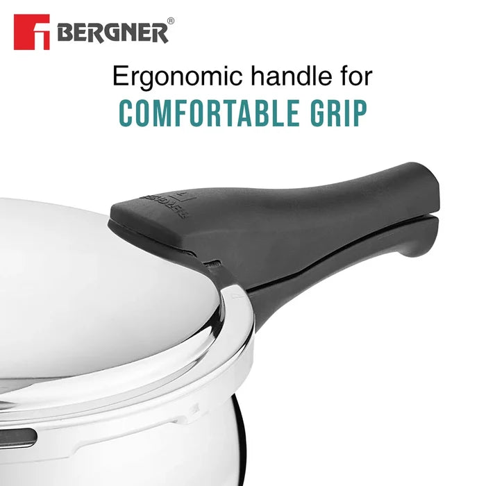 Bergner Argent Paarth Tri-Ply Steel Pressure Cooker with Glass Lid