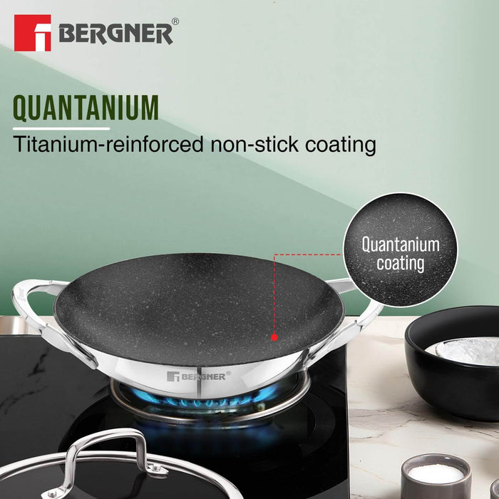 Premium Indian-made appachetty featuring three-layer stainless steel construction and tempered glass lid