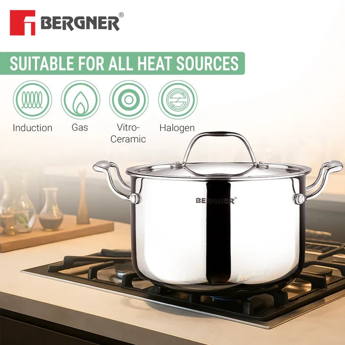 Bergner Argent Samsara stockpot suitable for induction gas vitro-ceramic and halogen cooktops