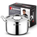 Bergner Argent Samsara stockpot range — 18cm 22cm 24cm 28cm triply stainless steel pots with lids