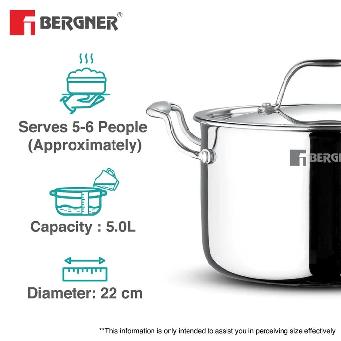 Bergner Argent Samsara Triply Stockpot with SS Lid