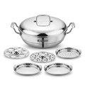 Bergner Argent Triply Multi Kadai 27cm 4L stainless steel with steel lid