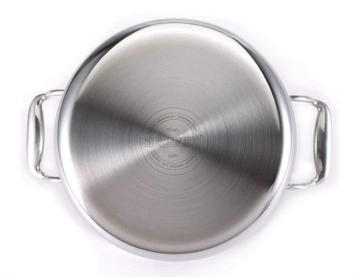 Bergner Argent Triply Stainless Steel Casserole with Lid - KITCHEN MART