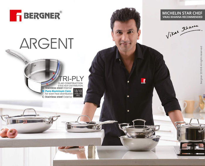 Bergner Argent Triply Stainless Steel Casserole with Lid