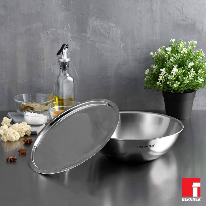 Premium stainless steel cooking pot with flared rim and lid dishwasher safe
