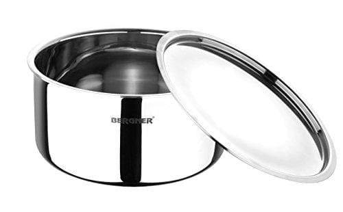 BERGNER Argent Triply Stainless Steel Tope with Stainless Steel Lid, Induction Base - KITCHEN MART