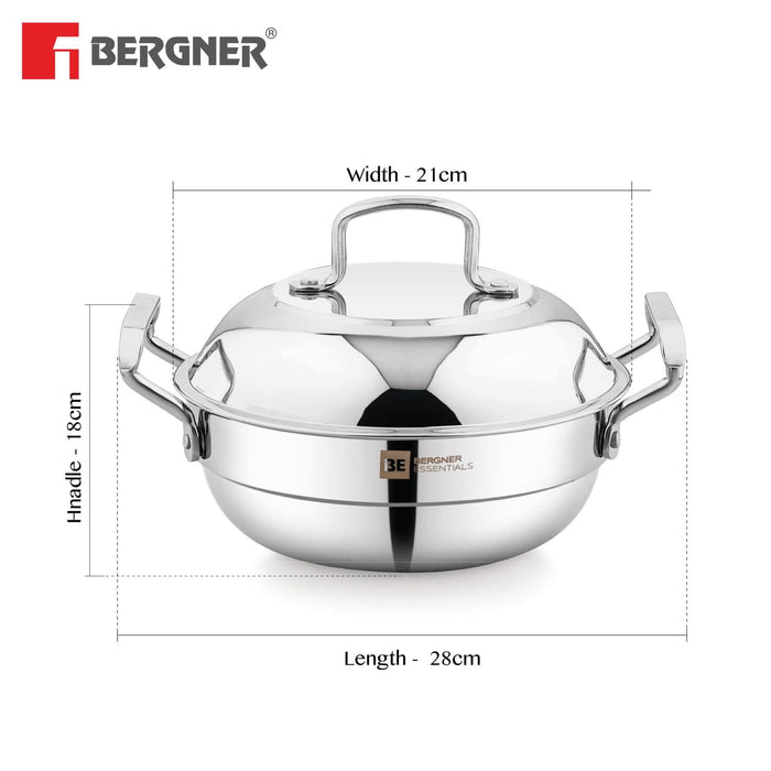 Stainless steel multi-purpose kadai set showing idli appam and steam plates