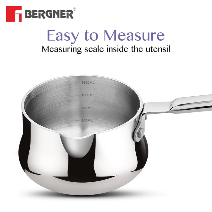 Bergner Essentials Balaji Tri-Ply Stainless Steel Coffee/Milk Warmer Pot 1500ml