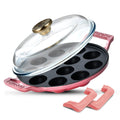 BERGNER Excalibur lightweight cast iron paniyarakal 22cm with 12 pits in pink colour