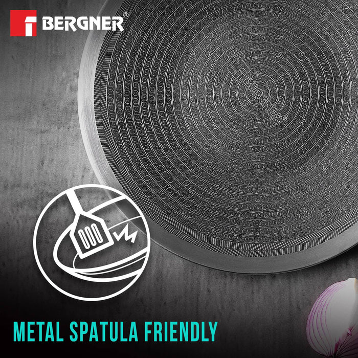 BERGNER non-stick tawa with golden roti demonstrating superior cooking performance