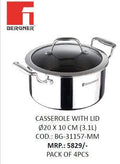 Bergner Hitech Prism Triply Stainless Steel Non Stick Casserole - KITCHEN MART