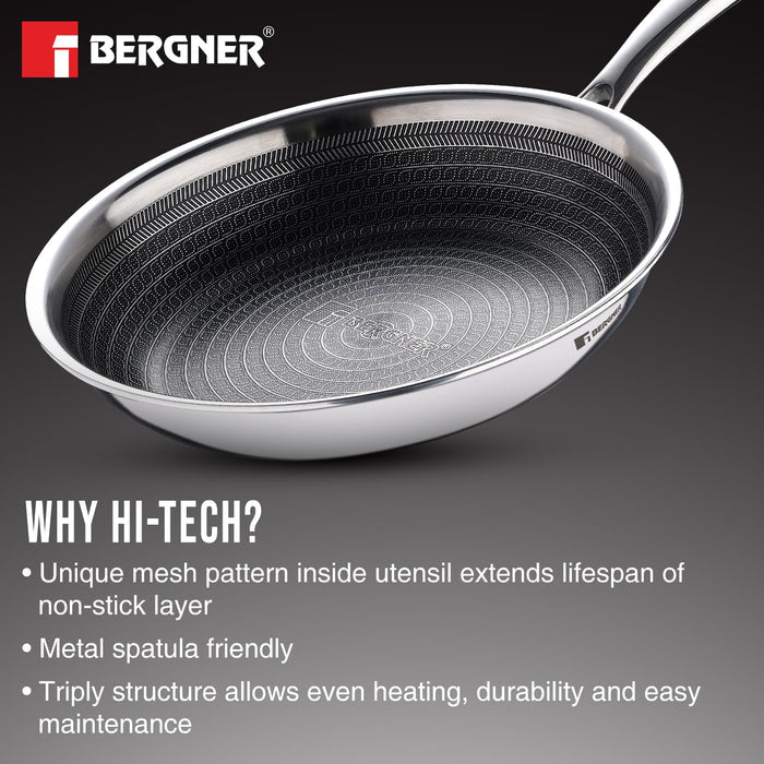 Bergner Hitech Prism Triply Stainless Steel Non Stick Frypan